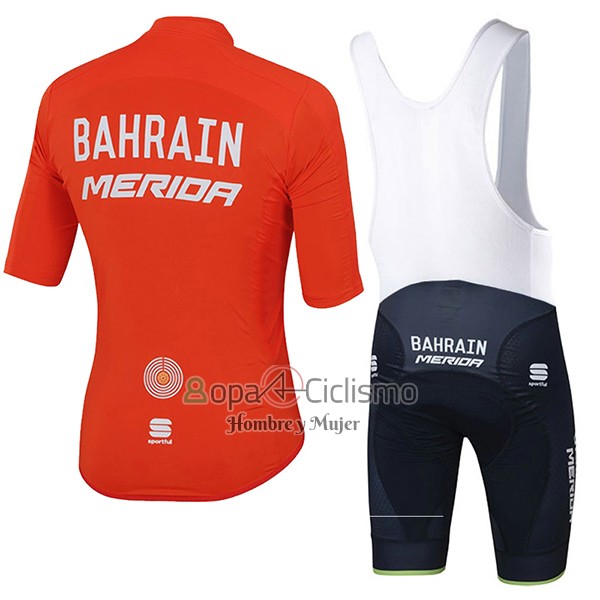 Bahrain Merida Ropa Ciclismo Culotte Corto 2017 Mangas Cortas Naranja